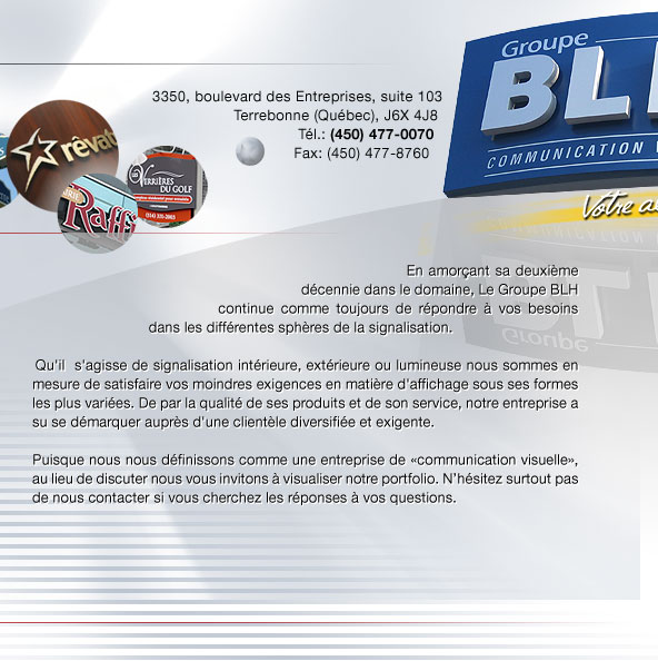 Groupe BLH, enseigne, signalisation, lettrage, design graphique, borne, mobilier urbain, lutrin