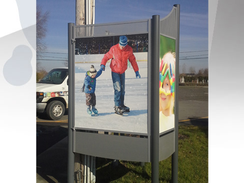 Groupe BLH, enseigne, signalisation, lettrage, design graphique, borne, mobilier urbain, lutrin